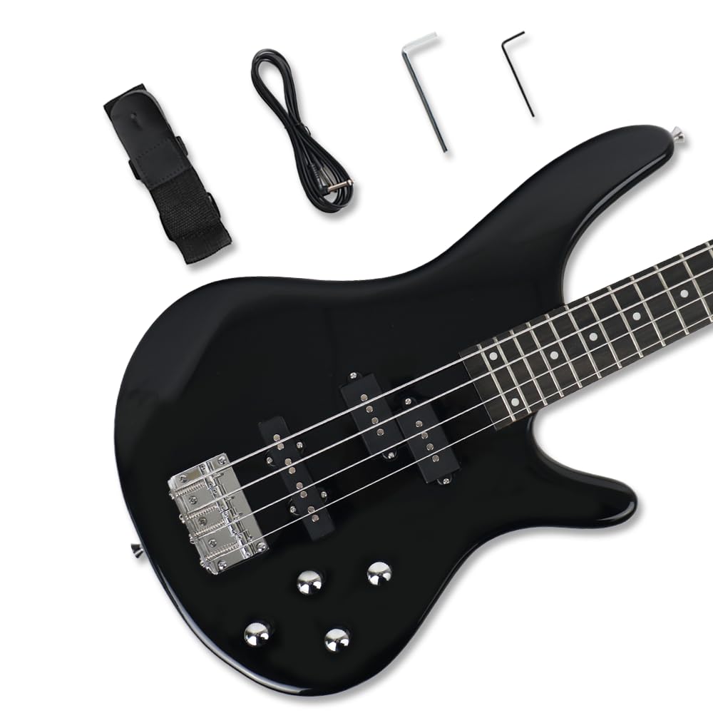Black Full Size 24 Fret 4 String PJ Electric Bass Guitar R209