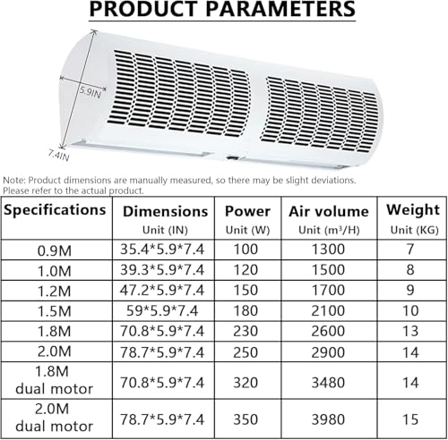 White 150cm Wall-Mounted Air Curtain with Remote Control F647946