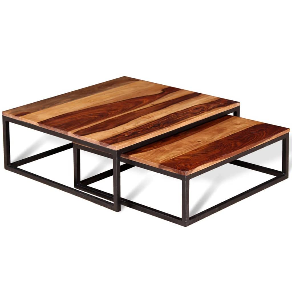 Solid Sheesham Wood Nesting Coffee Table Set N541
