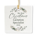 Ceramic 3-inch Square-Shaped Botanical Wreath Ornament N230004