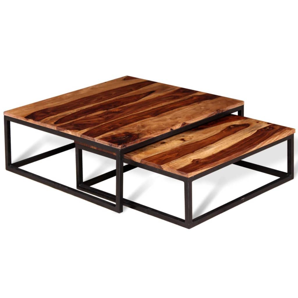 Solid Sheesham Wood Nesting Coffee Table Set N541