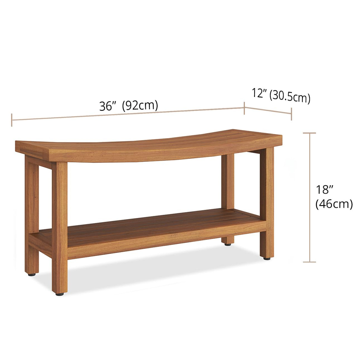 36" Teak Shower Bench with Shelf R39336