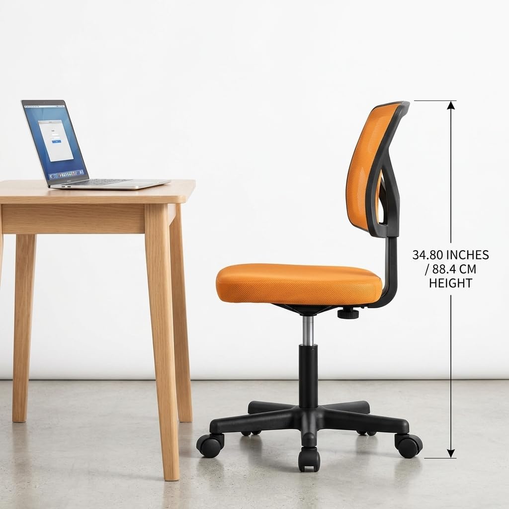 Armless Ergonomic Mesh Office Chair with Adjustable Height R334