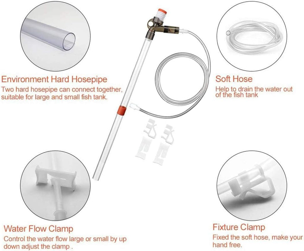 Aquarium Gravel Cleaner Fish Tank Kit Long Nozzle Water Changer BPA Free G596397