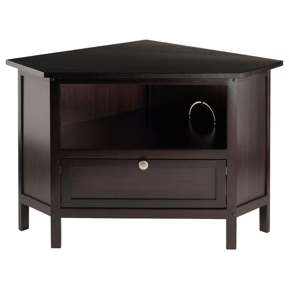Espresso Corner TV Stand for TVs Up to 27 Inches Wood G55318