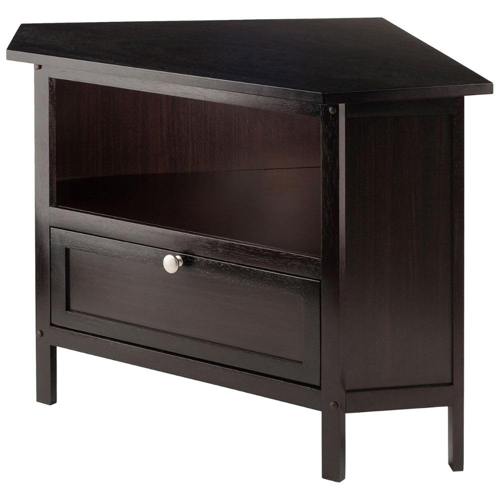 Espresso Corner TV Stand for TVs Up to 27 Inches Wood G55318