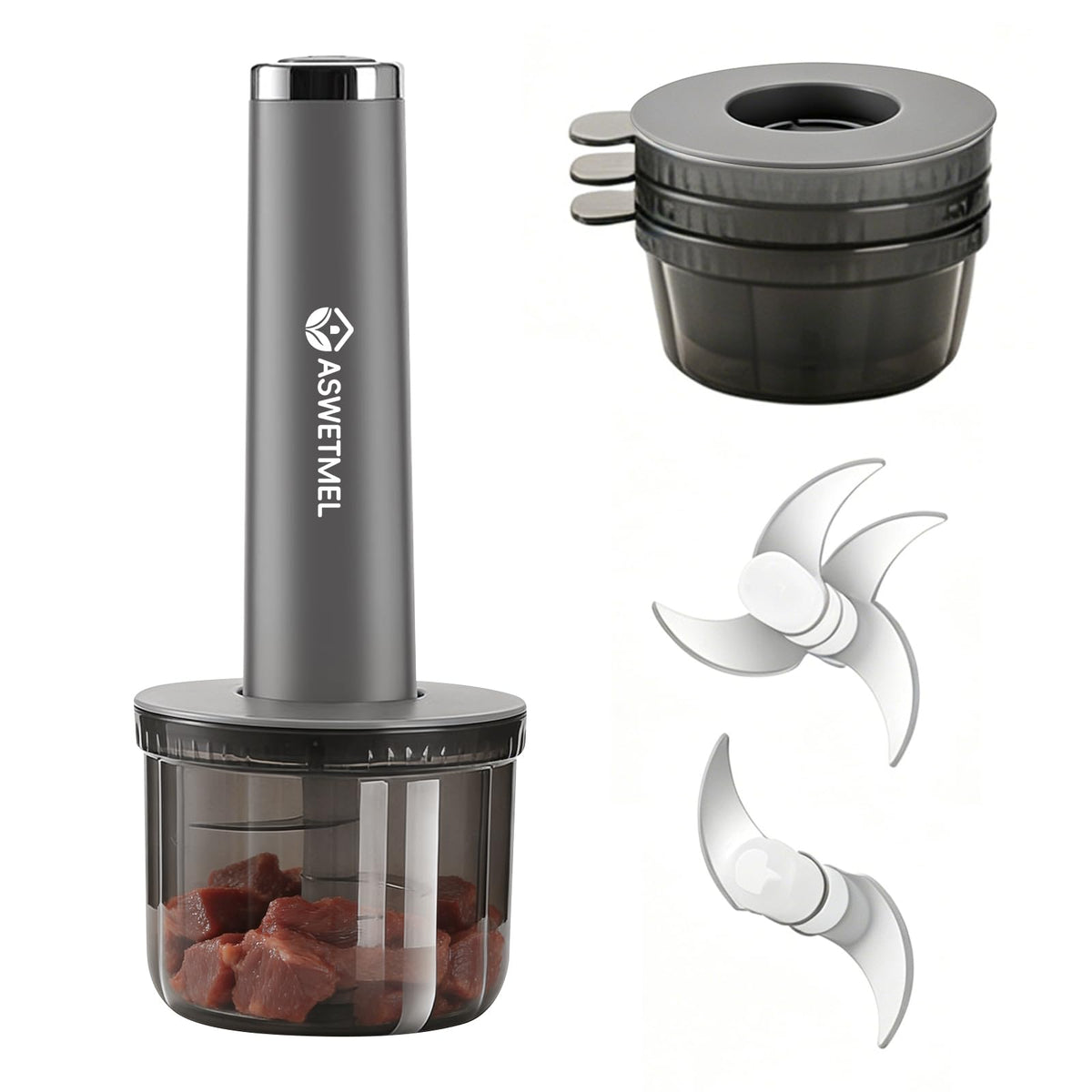 Grey 4-Cup Electric Mini Food Processor O524443
