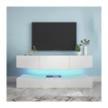 White Floating TV Stand with 3 Drawers and Open Shelves S817