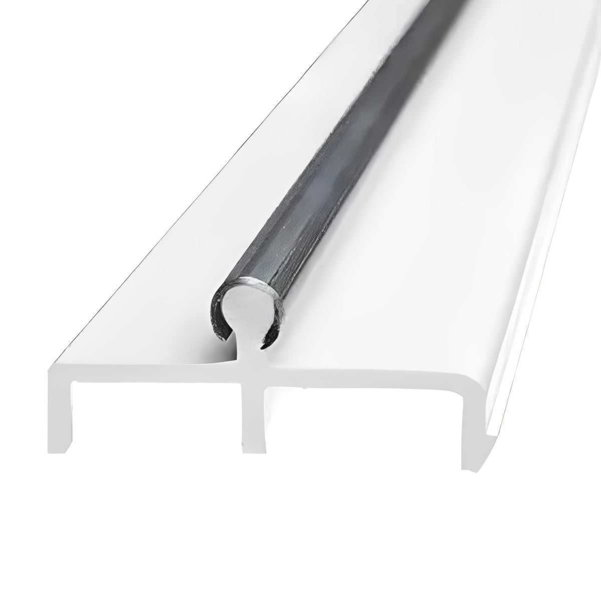 Vinyl Sliding Door Track with Stainless Steel Cover White 72 Inches I59967