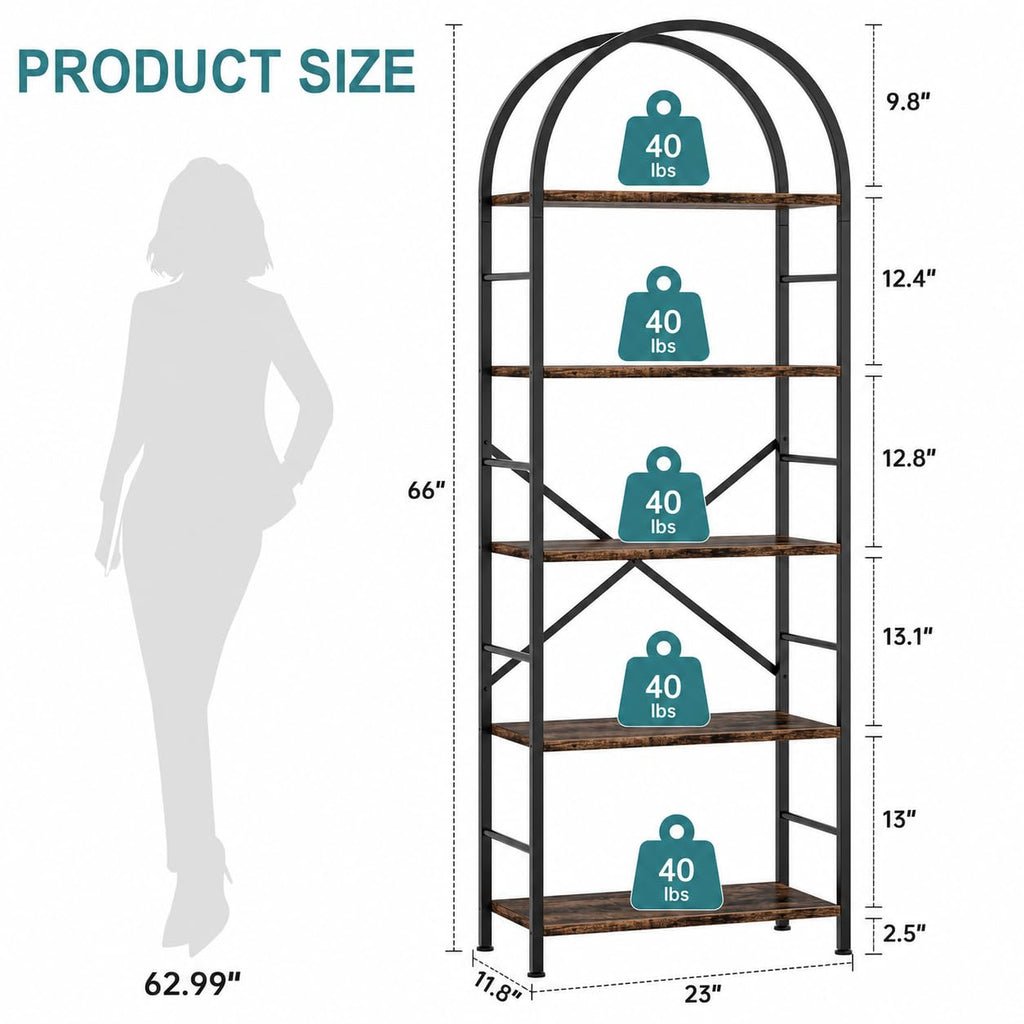 5 Tier Brown Bookshelf J533
