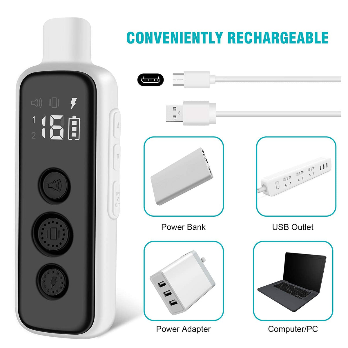 Waterproof Rechargeable Dog Training Collar with Remote E119962