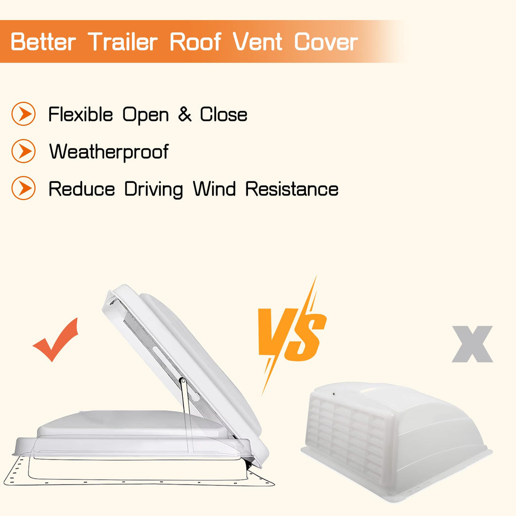 14" White Plastic Square RV Roof Vent Cover F374