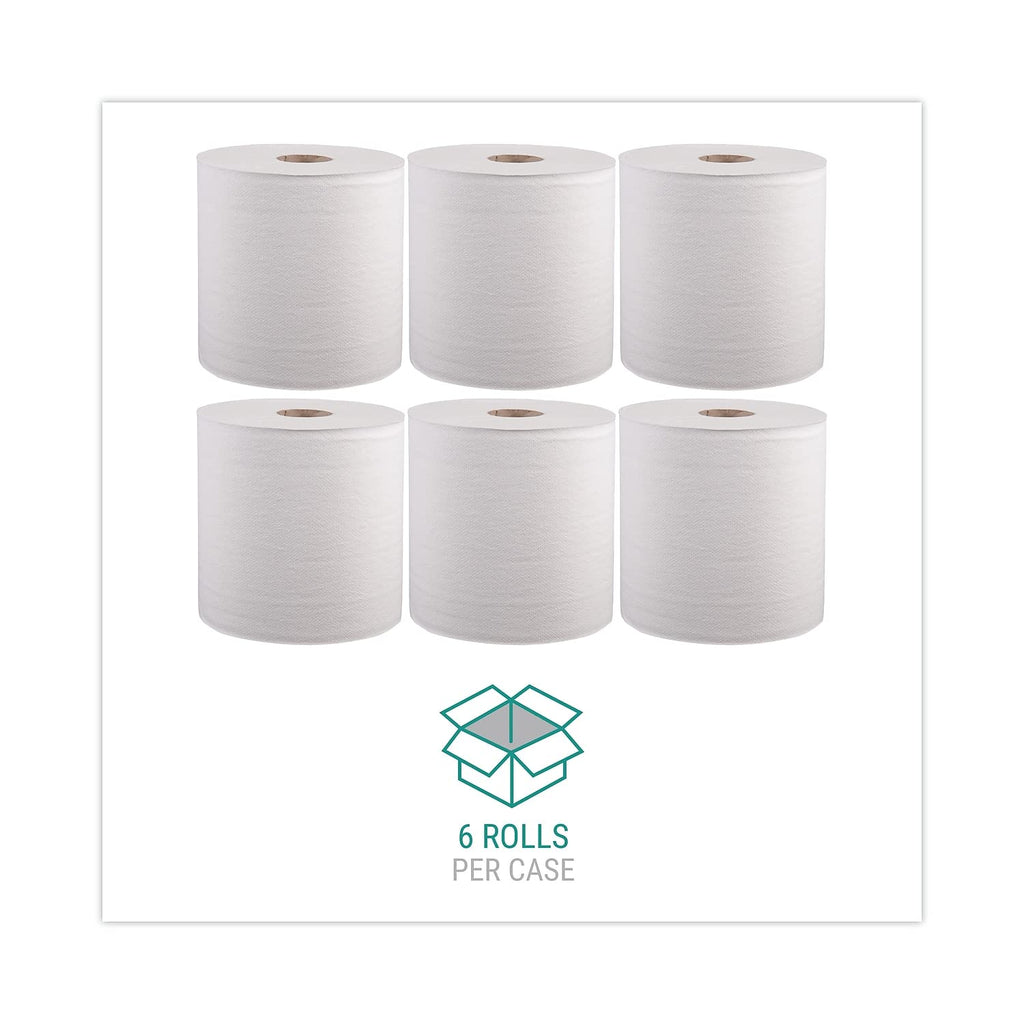 Hardwound Roll Towels, 6 Rolls, 1-Ply, White K1286
