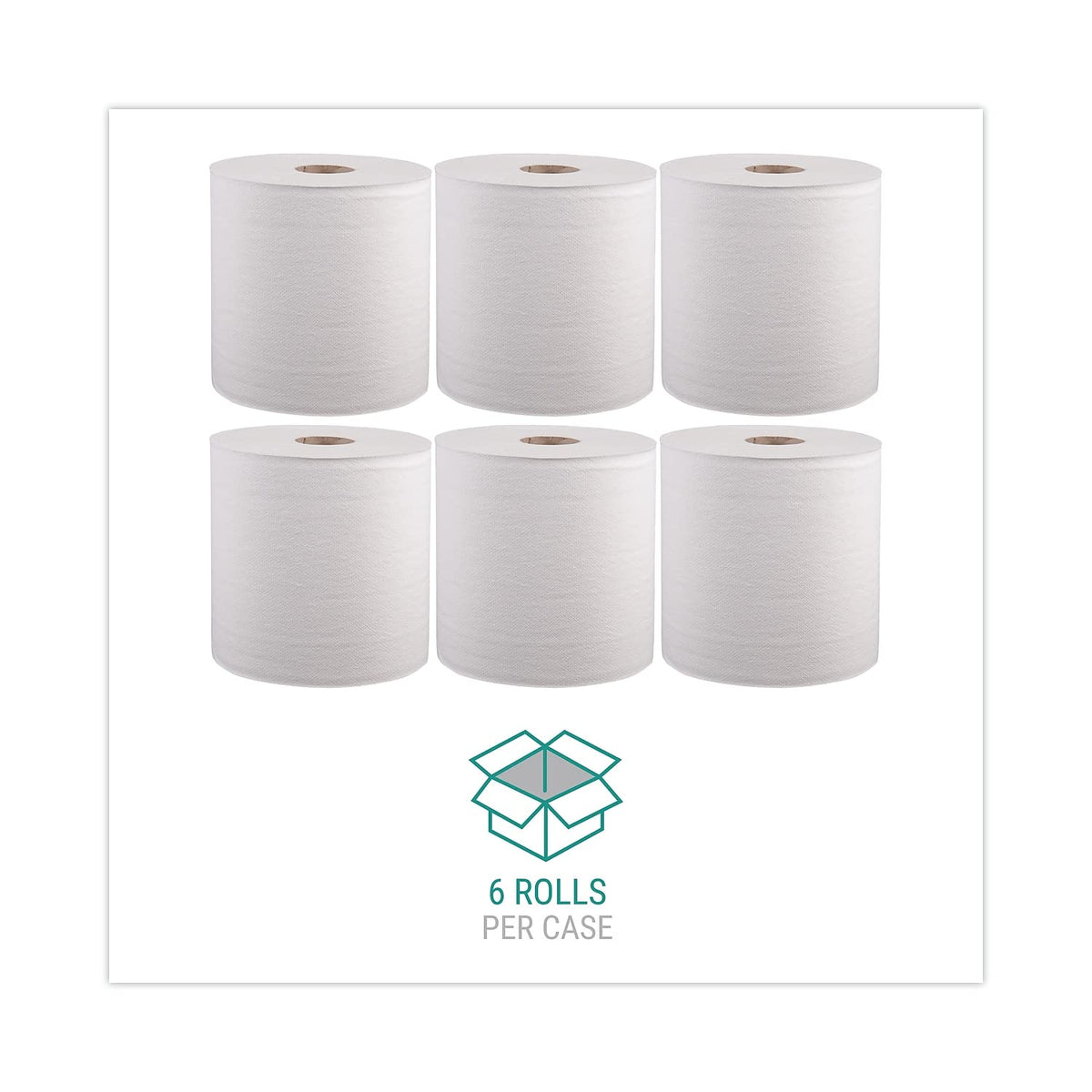 Hardwound Roll Towels, 6 Rolls, 1-Ply, White K1286