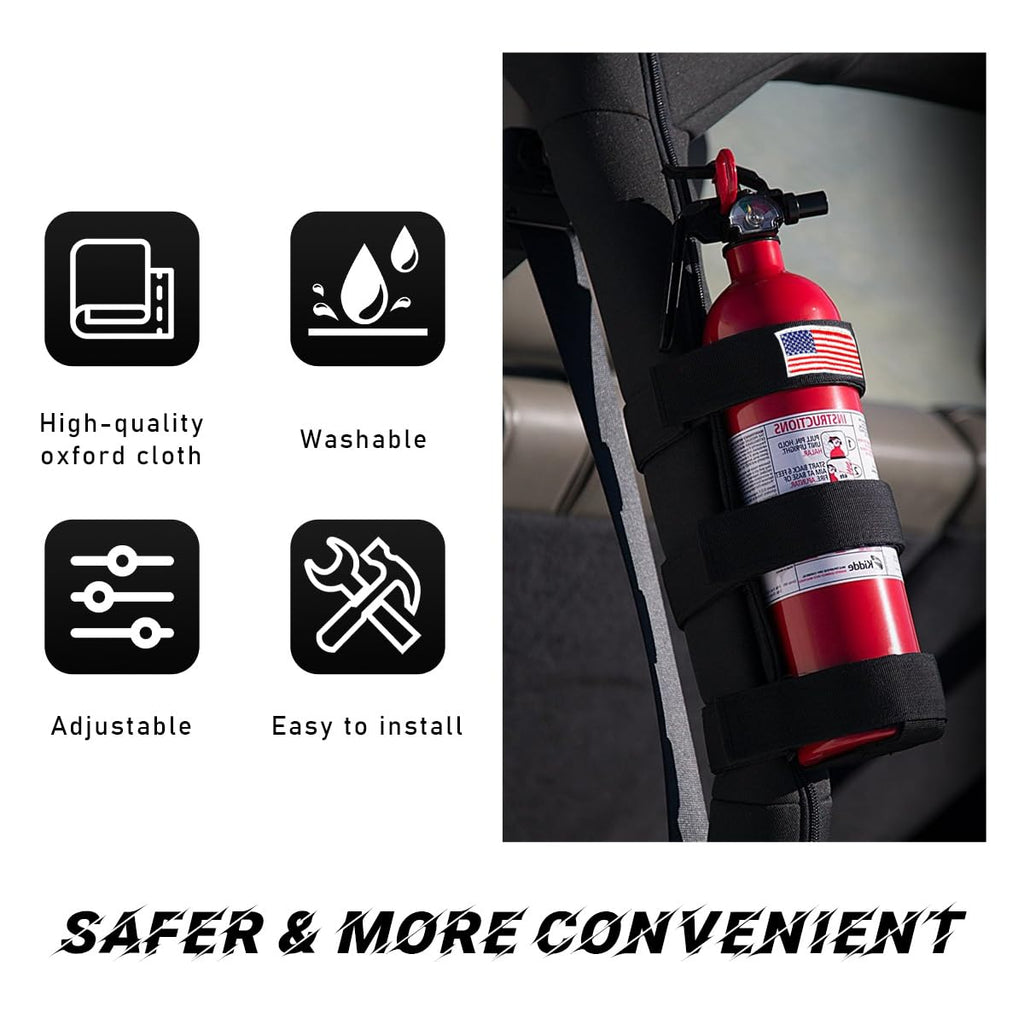 Adjustable Fire Extinguisher Holder with American Flag Pattern Strap F484