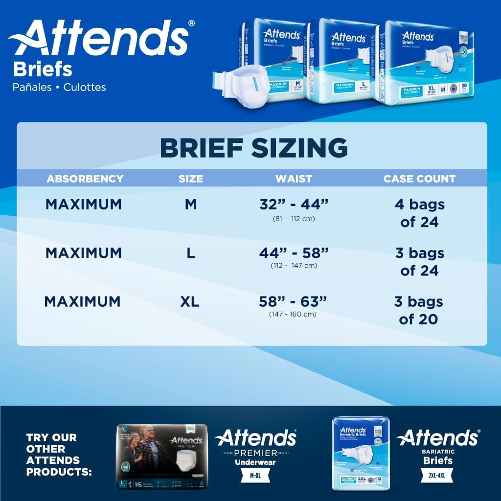 Adult Incontinence Briefs Medium Maximum Absorbency 24 Ct H535829