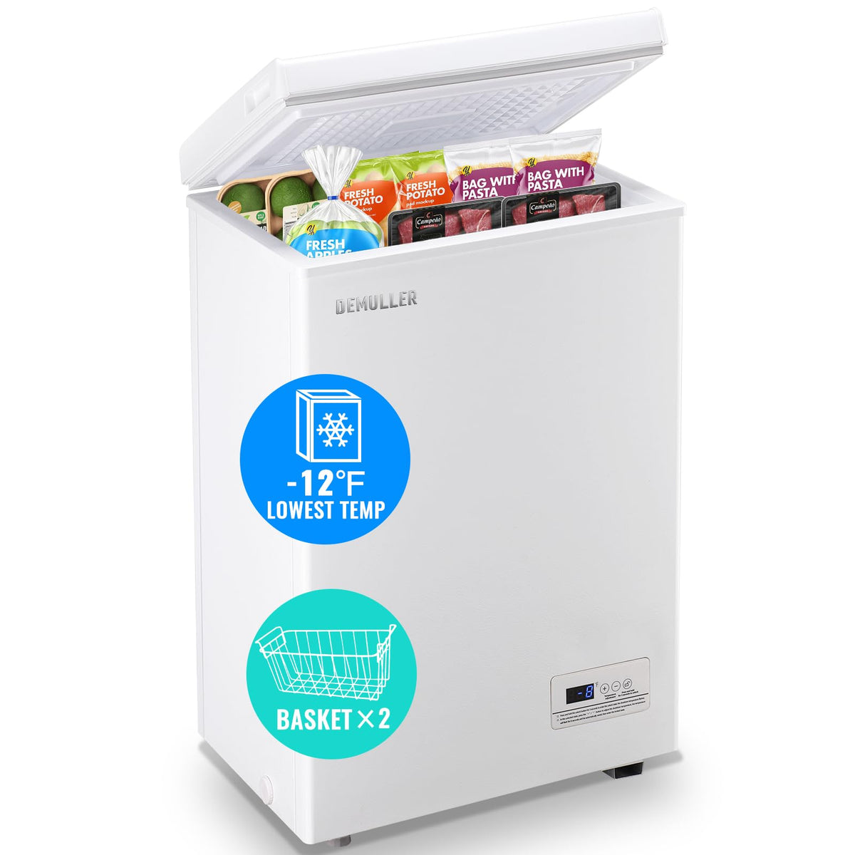 3.5 CU.FT White Chest Freezer with Two Removable Baskets B5635