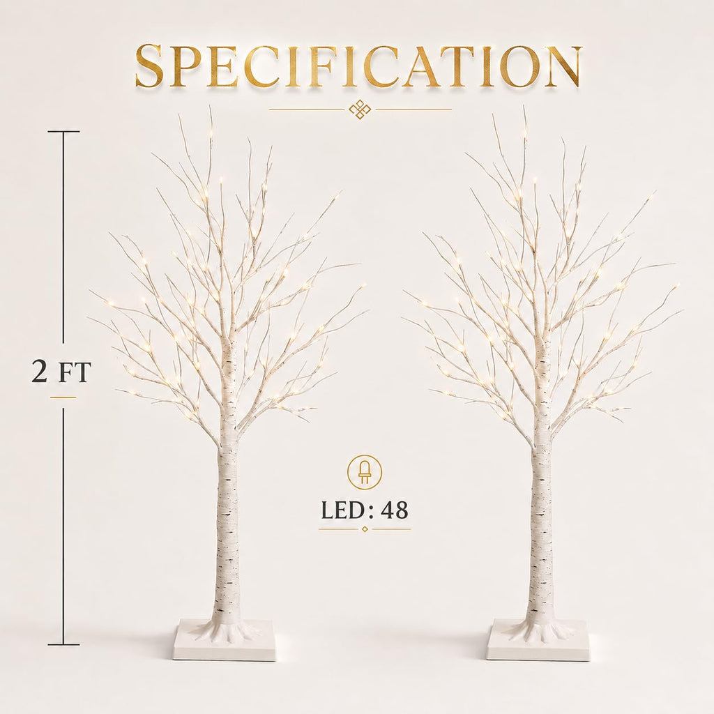 Birch Tree with Lights 2FT 2Pack C258