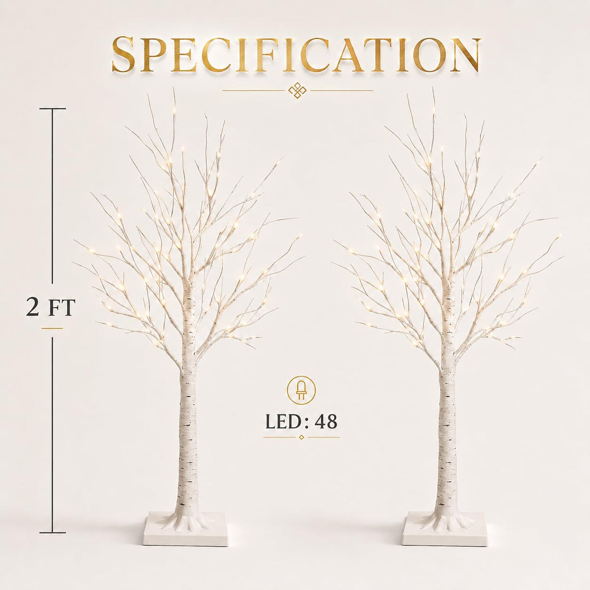 Birch Tree with Lights 2FT 2Pack C258