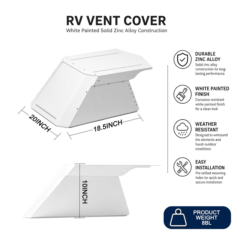 RV Roof Vent Cover, Metal, Rainproof, Universal Fit B177553