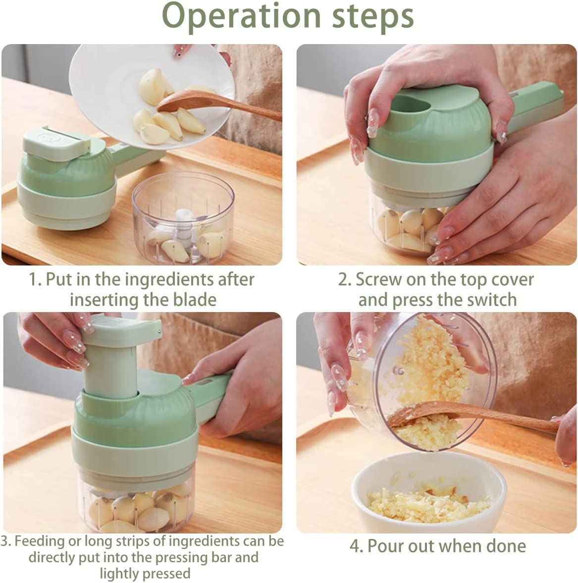 4 in 1 Portable Electric Vegetable Cutter Set Y473