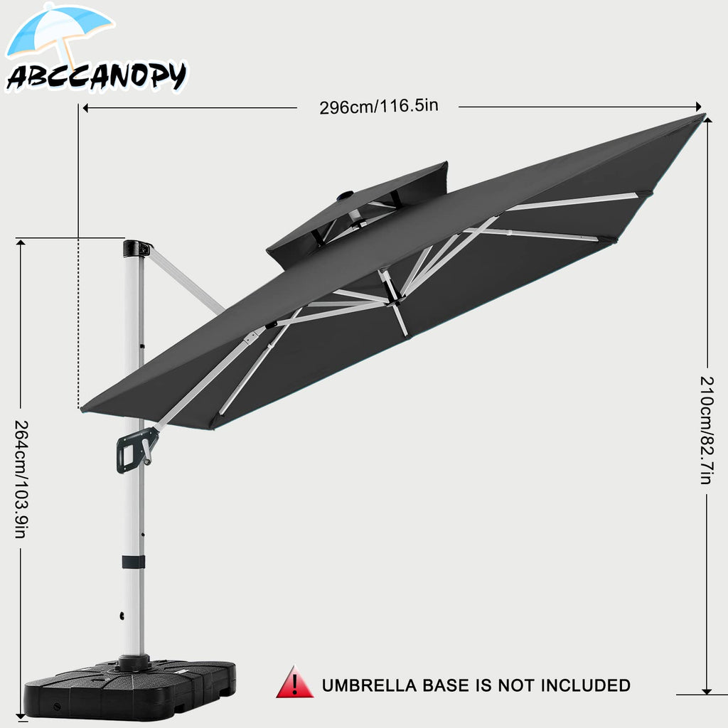 Cantilever Double Top Outdoor Offset Umbrella with 360° Rotation D3664