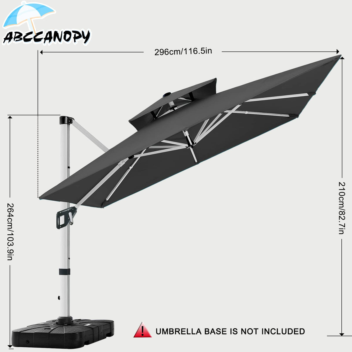 Cantilever Double Top Outdoor Offset Umbrella with 360° Rotation D3664
