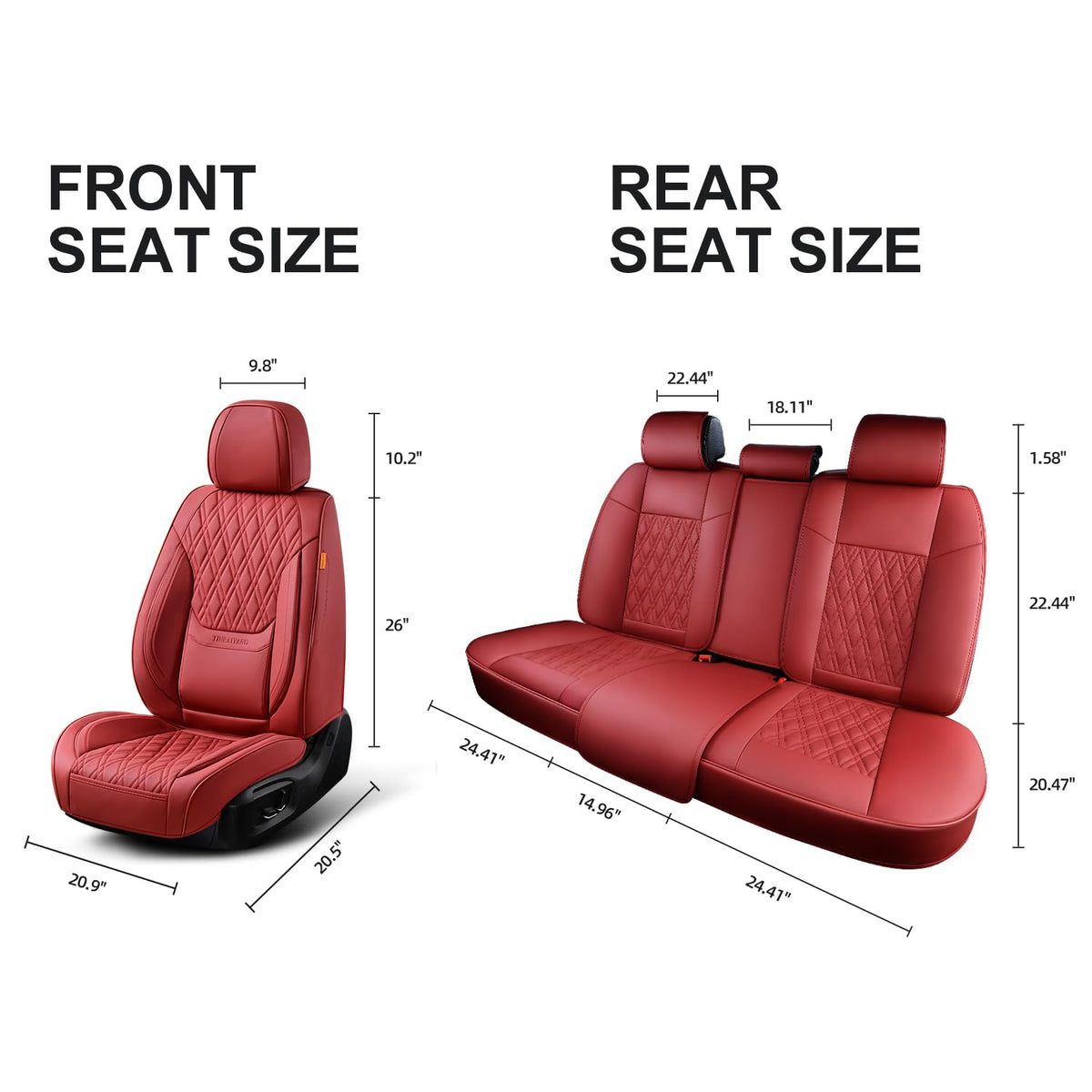 Wine Red Leather Car Seat Covers Full Set R3085