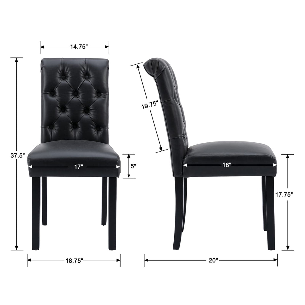Black PU Leather Upholstered Dining Chairs Set of 4 U403402