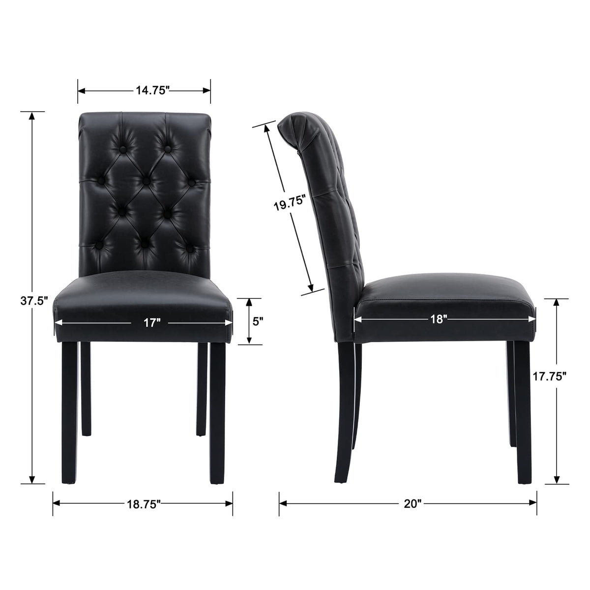 Black PU Leather Upholstered Dining Chairs Set of 4 U403402