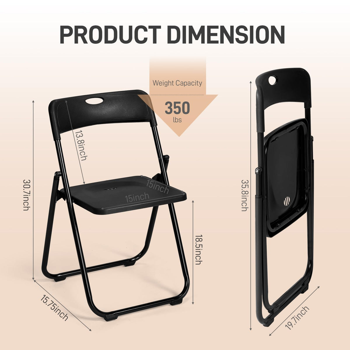 10 PCS Black Plastic Folding Chair V903