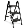 Black 3 Step Steel Folding Ladder C8229