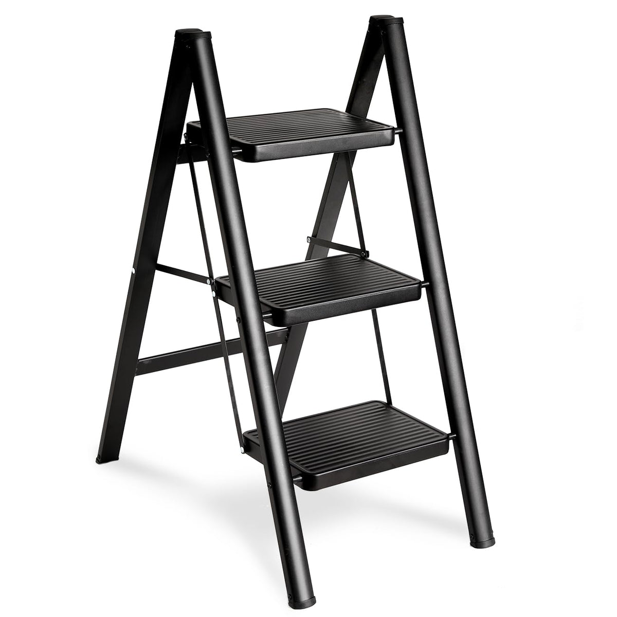 Black 3 Step Steel Folding Ladder C8229