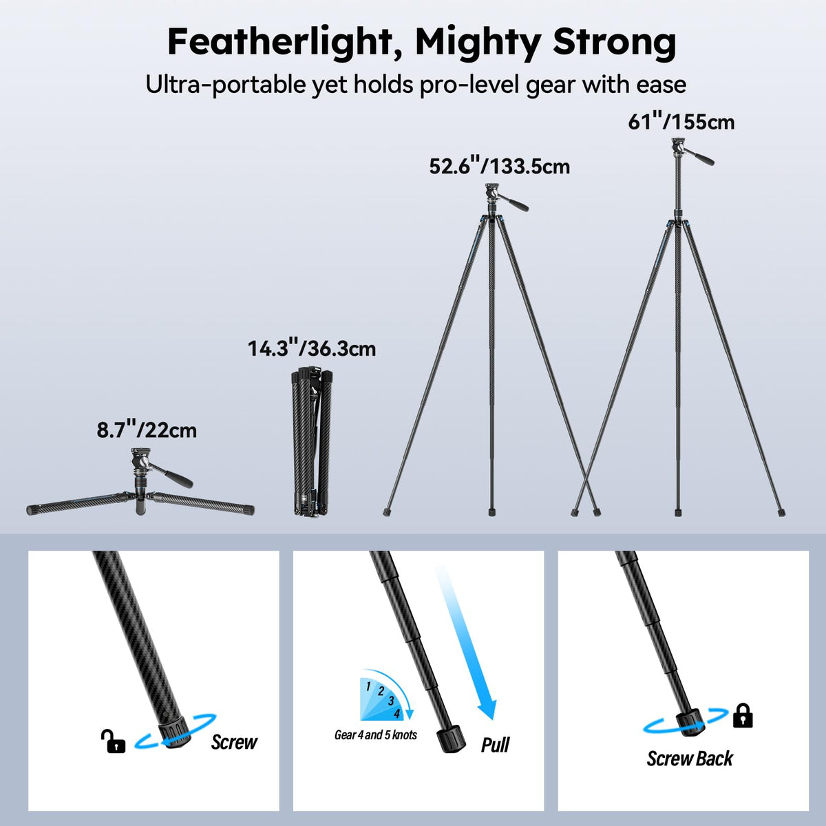 Carbon Fiber Camera Tripod with Fluid Head S825419