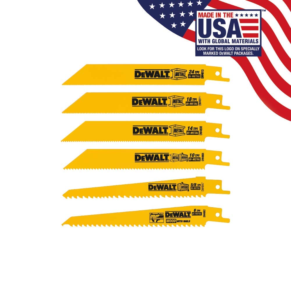 20V MAX XR Compact Reciprocating Saw and 6 Pieces Reciprocating Saw Blades Set I228795
