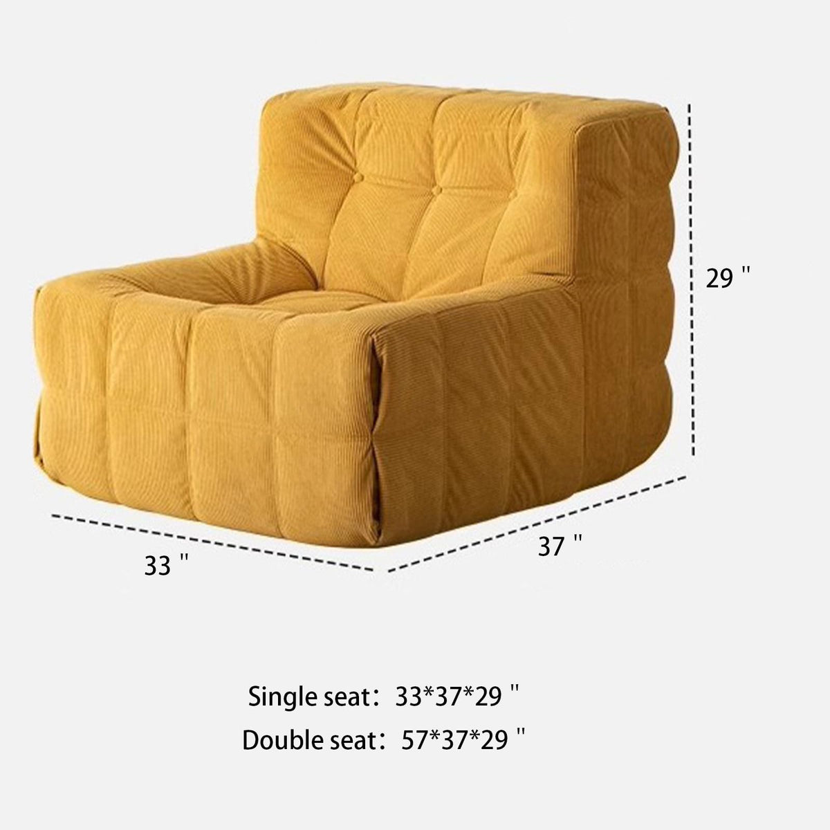 Yellow Corduroy Bean Bag Chair K32831