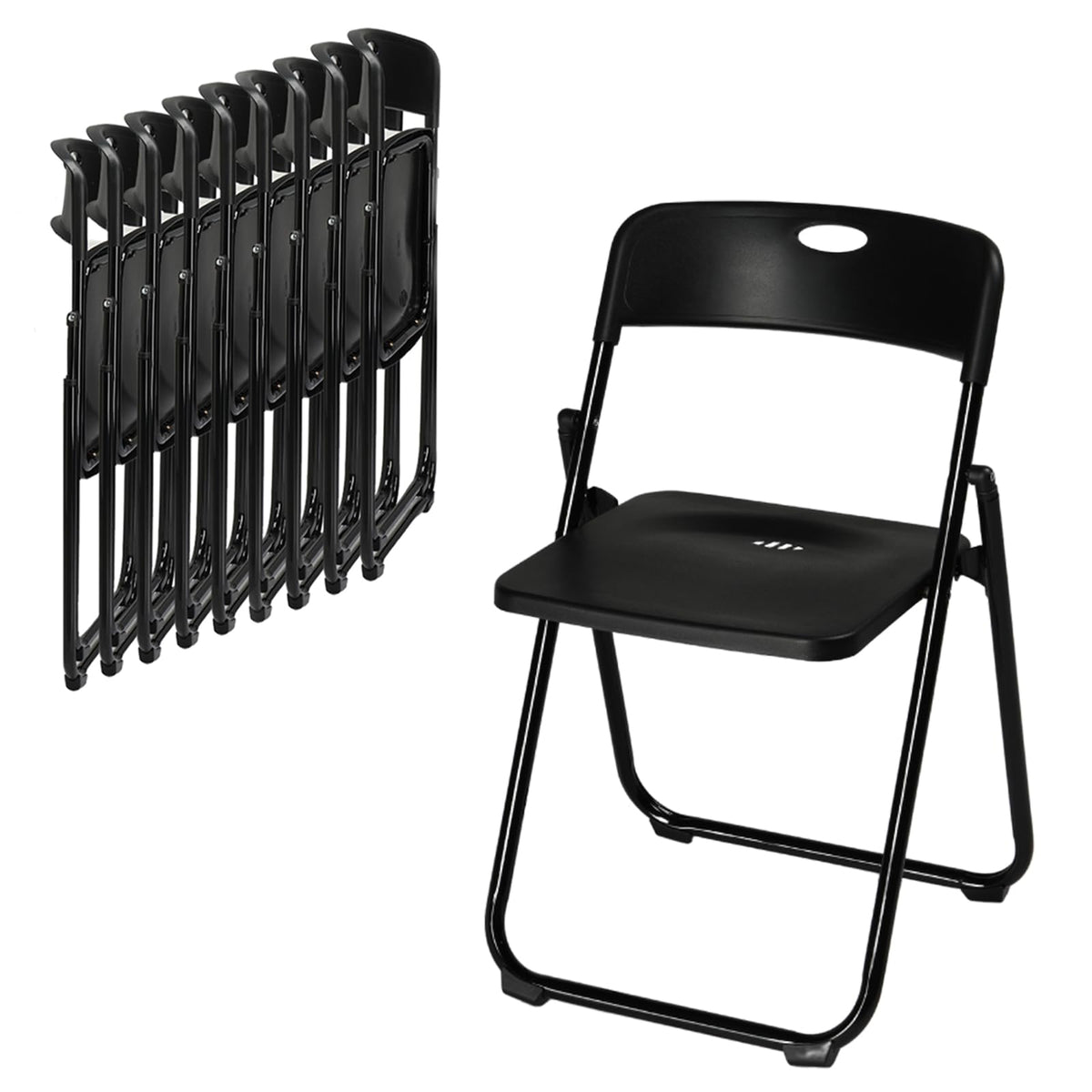 10 PCS Black Plastic Folding Chair V903