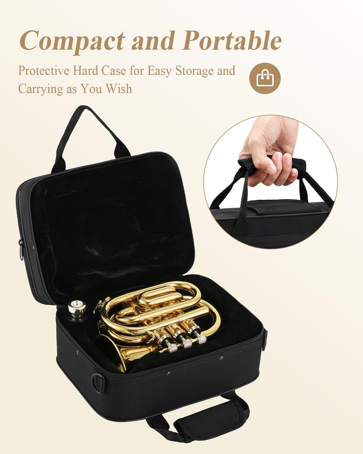 Bb Pocket Trumpet Brass Golden with Case J72541