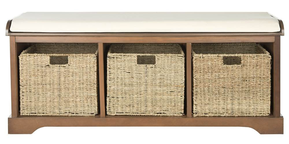 Brown Solid Wood Storage Bench N3462