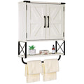 Medicine Cabinet with 2 Barn Door & Towel Bar Rack M27301