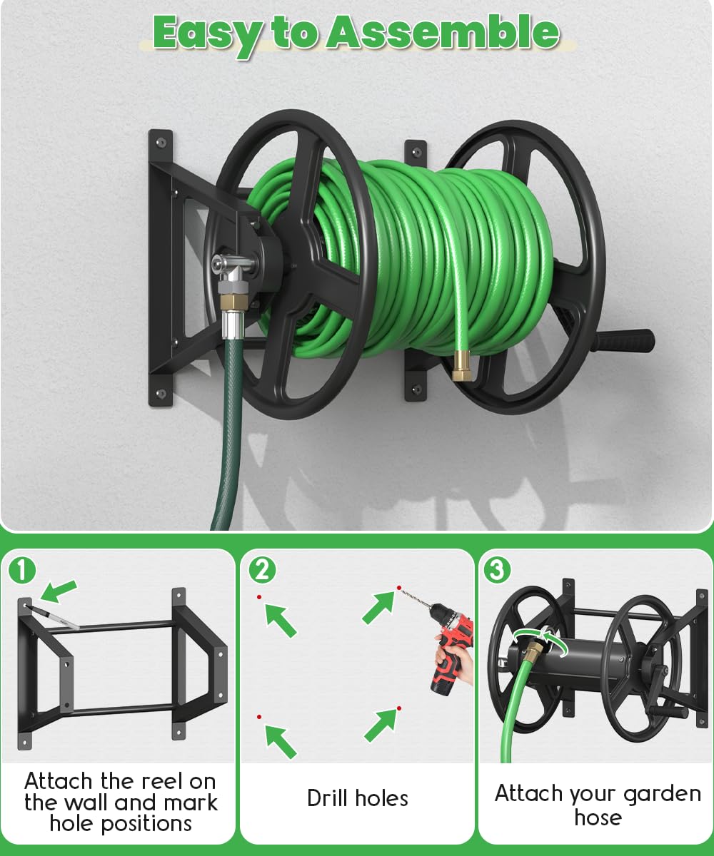 Wall Mounted Garden Hose Reel with Leader Hose N660