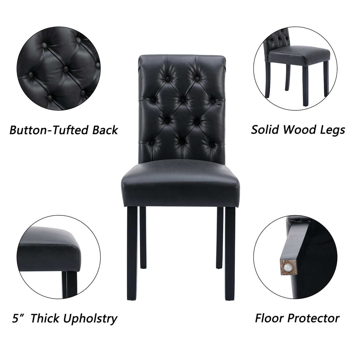 Black PU Leather Upholstered Dining Chairs Set of 4 U403402