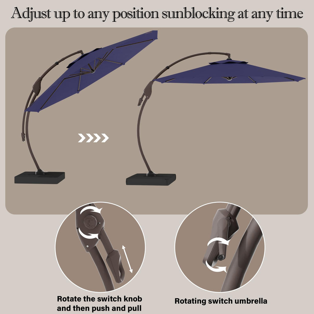 11FT Aluminum Offset Umbrella with Base U102