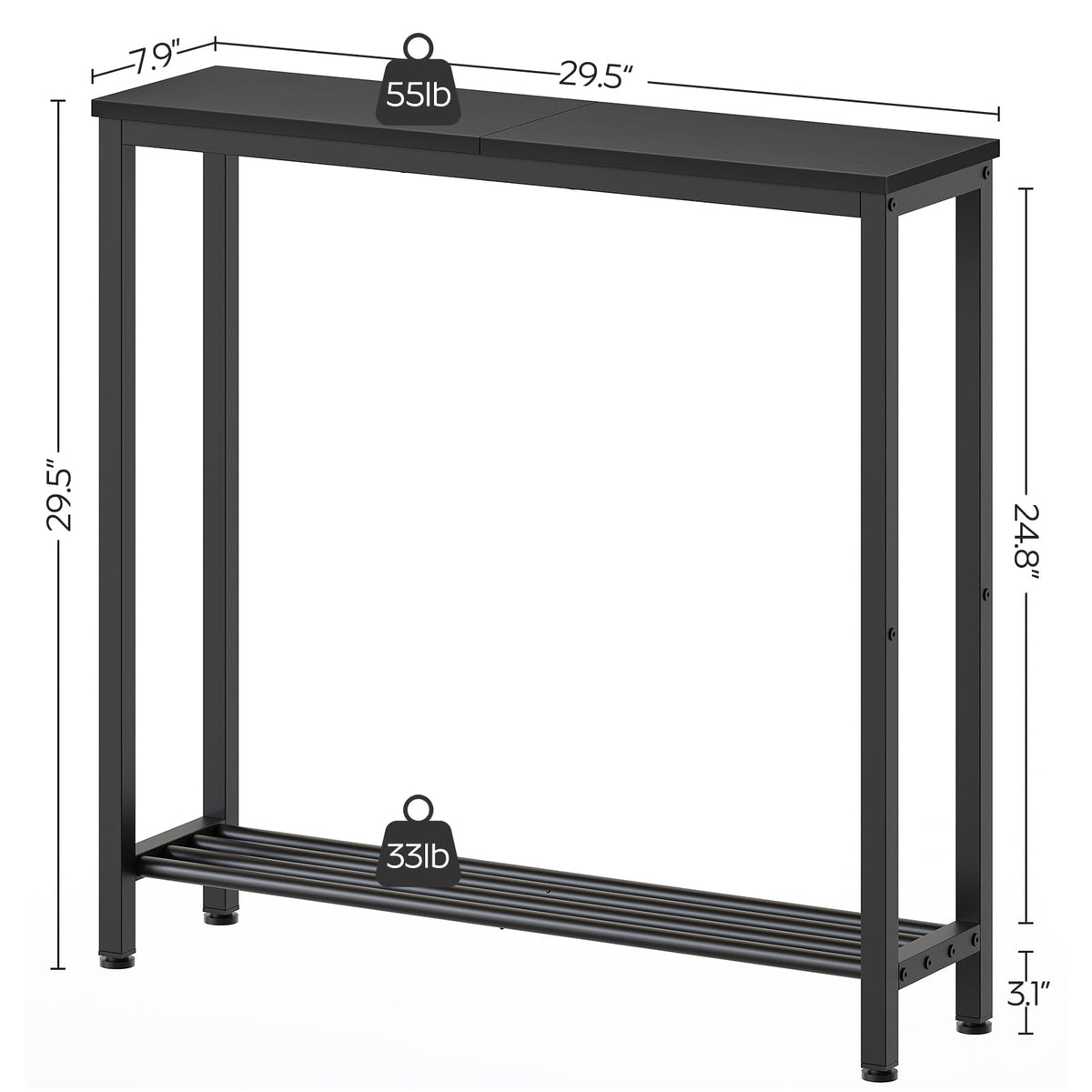 Black 2-Tier Narrow Console Table B456