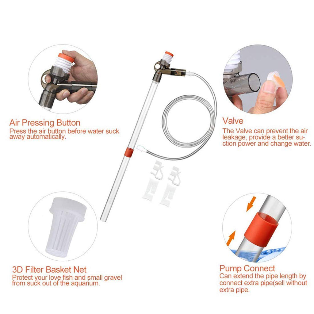 Aquarium Gravel Cleaner Fish Tank Kit Long Nozzle Water Changer BPA Free G596397