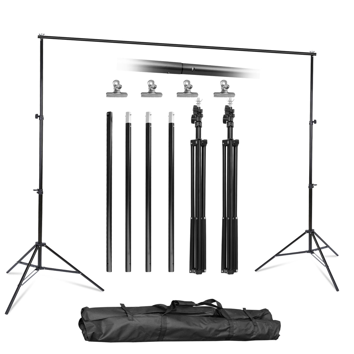 6.5x10FT Portable Backdrop Stand Kit with 4 Steel Clamps Carrying Bag P1316