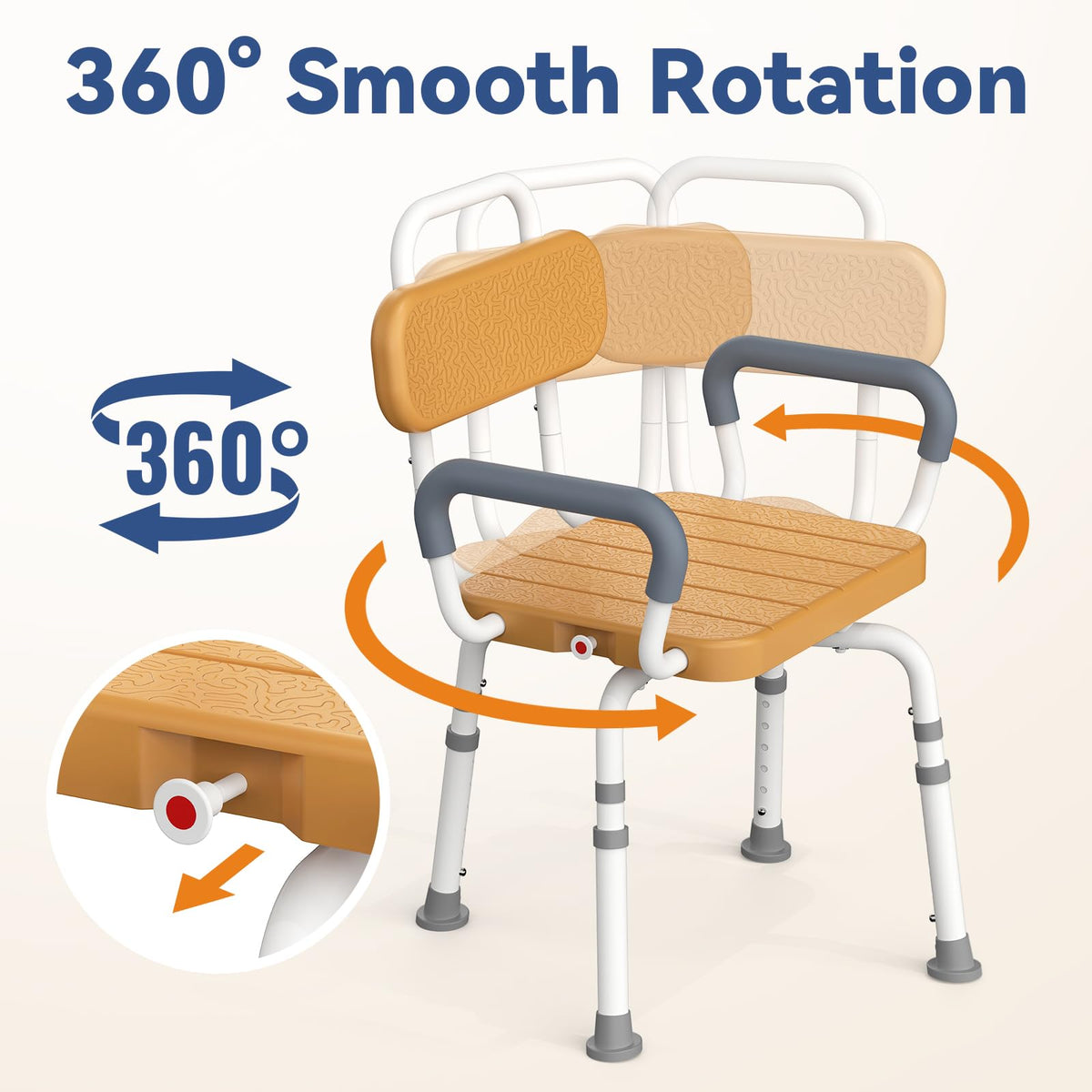 Swivel Shower Chair with Removable Arms & Back O2013