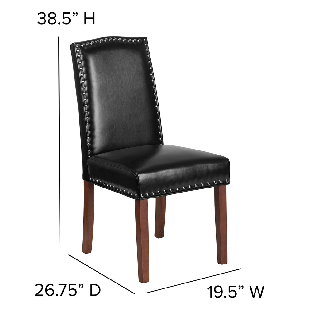 Black LeatherSoft Parsons Chair with Nail Trim W9119