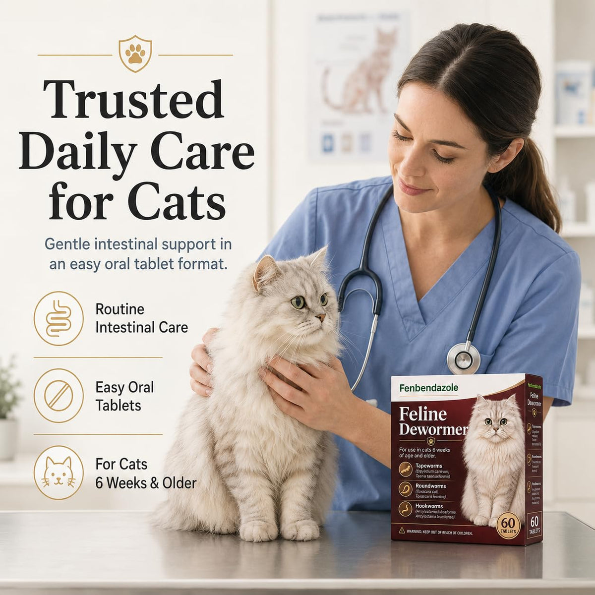 Cat Dewormer Tablets 60 Tablets H8642