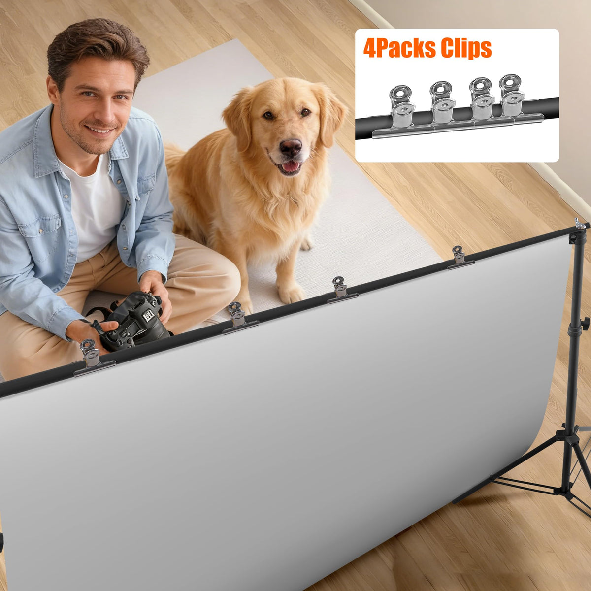 6.5x10FT Portable Backdrop Stand Kit with 4 Steel Clamps Carrying Bag P1316